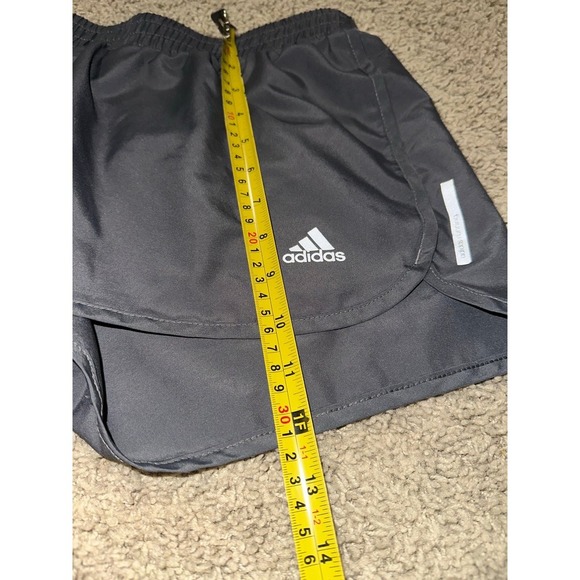 Women's Adidas running aeroready gray three striped shorts 3" lined Size small S - Picture 8 of 9